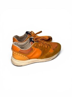 Baldinini Men's Casual Suede Sneakers in Mustard Brown and White